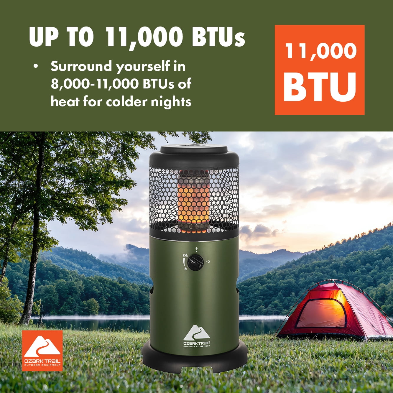 Ozark Trail 11,000 BTU Portable 360-Degree Propane Heater for Indoor/Outdoor Use