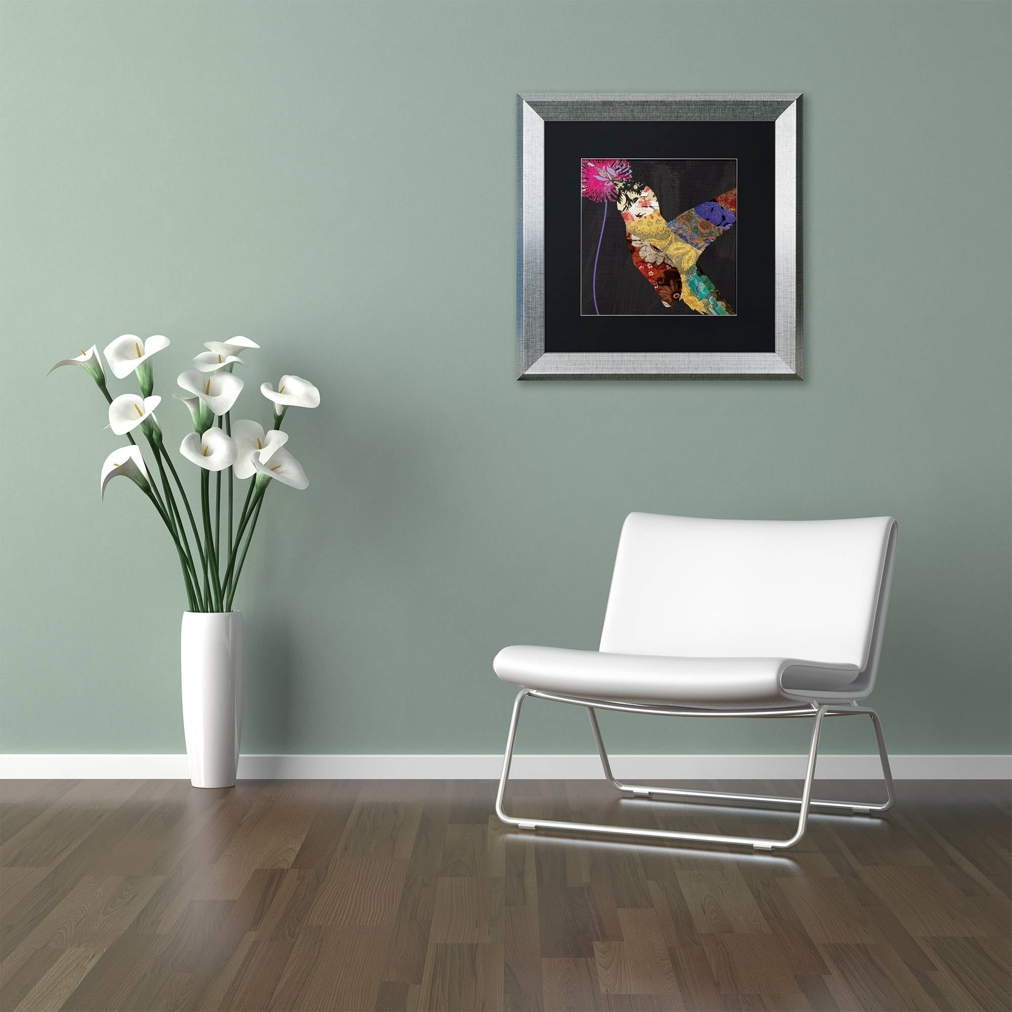 Trademark Fine Art "Hummingbird Brocade  II" Canvas Art by Color Bakery Black Matte, Silver Frame