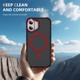 thumbnail image 6 of Magnetic Case for iPhone 16 Plus, Compatible with MagSafe Accessories, Built-in Metal Camera Ring Stand, Military-Grade Protection, Strong Magnets Slim Shockproof Skin Friendly, Red, 6 of 8