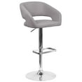 thumbnail image 1 of Contemporary Gray Fabric Adjustable Height Barstool with Rounded Mid-Back and Chrome Base, 1 of 9