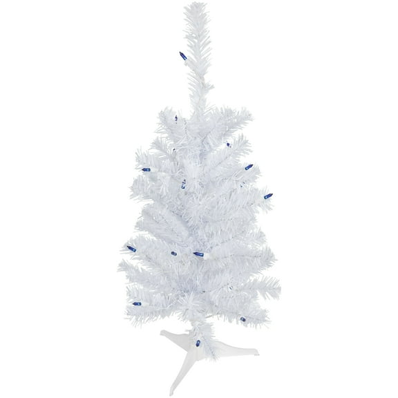 2' Pre-Lit Woodbury White Pine Slim Artificial Christmas Tree Blue