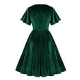 thumbnail image 4 of Cagogo Women's 1950s Vintage Audrey Hepburn Style Cocktail Party Evening Prom Gown Swing Dresses Rockabilly Retro Short Sleeve Midi Dress, 4 of 9