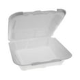 thumbnail image 3 of Pactiv Evergreen Vented Foam Hinged Lid Container, Dual Tab Lock Economy, 8.42 x 8.15 x 3, White, 150/Carton, 3 of 6