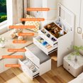 thumbnail image 6 of Tcbosik Compact Vanity Desk with Lights and Flip Top Mirror, Makeup Table with Cushioned Stool and Charging Station, Dressing Table with 3 Storage Drawers for Small Space, White, 6 of 10
