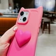 thumbnail image 6 of for iPhone 15 Case 6.1" for Women Cute 3D Love Heart Kawaii Cat Ear Gradient Color Soft Silicone Shockproof Protective Arc Edge Bumper Aesthetic Phone Cover (Blue Wine Red), 6 of 12