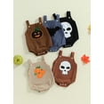 thumbnail image 3 of Jxzom Newborn Baby Boy Girl Corduroy Romper Halloween Outfits 0 3 6 12 Months Pumpkin/Bat/Ghost Embroidery Sleeveless Straps Overall Bodysuit, 3 of 8