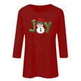 thumbnail image 5 of asdoklhq Sweatshirts Ladies' Christmas Round Neck 3/4 Sleeve T-shirt Shirt Red 3X, 5 of 5