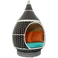 thumbnail image 2 of Modway Wicker Rattan Outdoor Patio Swing Lounge Pod & Cushions in Brown Turquoise Fabric, 2 of 10