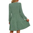 thumbnail image 4 of Yangnuo Womens Crew Neck Long Sleeve Tiered Ruffle Solid Mini Dress With Pockets Casual Swing Dress, 4 of 4
