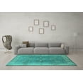 thumbnail image 3 of Ahgly Company Indoor Square Oriental Turquoise Blue Traditional Area Rugs, 8' Square, 3 of 4