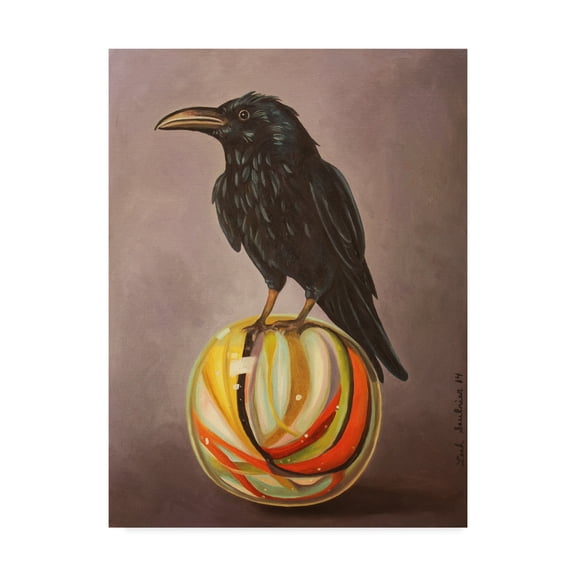 Trademark Fine Art 'Crow On A Marble' Canvas Art by Leah Saulnier
