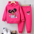 thumbnail image 2 of HCNTES Girls Clothes Toddler Outfits for Girls 2T 3T 4T 5T 6T Child Long Sleeve Cute Cartoon Girl Print Hoodie Tops Elastic Pants Two Piece Set Children Fall Winter Autumn Clothes, 2 of 4