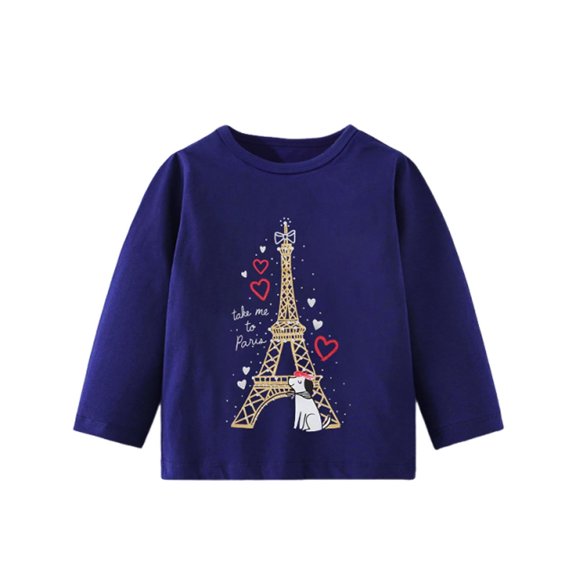TGPMGRZ Girls Fall Winter Sweater Clothes Fashion Graphic Tee Shirts Casual Loose Wear Sweatshirts (Dark Blue, 5-6 Years)
