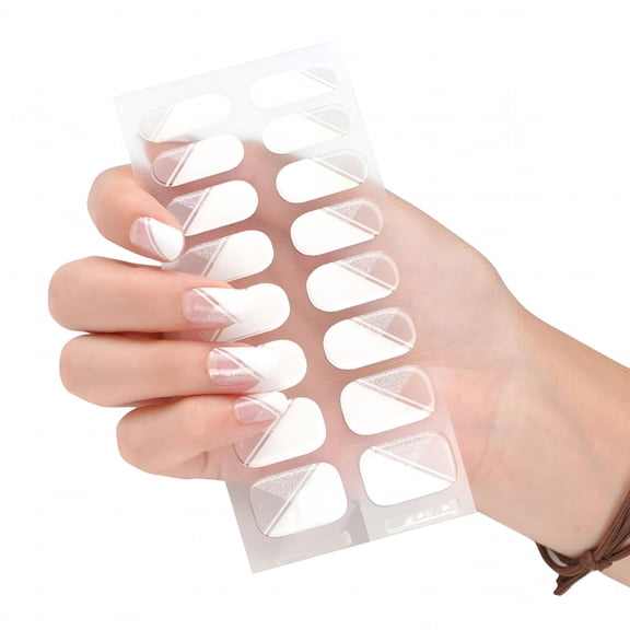 RAGUPEL 16Pcs Adhesive Full Wrap Gel Nail Stickers Semi Cured Gel Nail Polish Strips