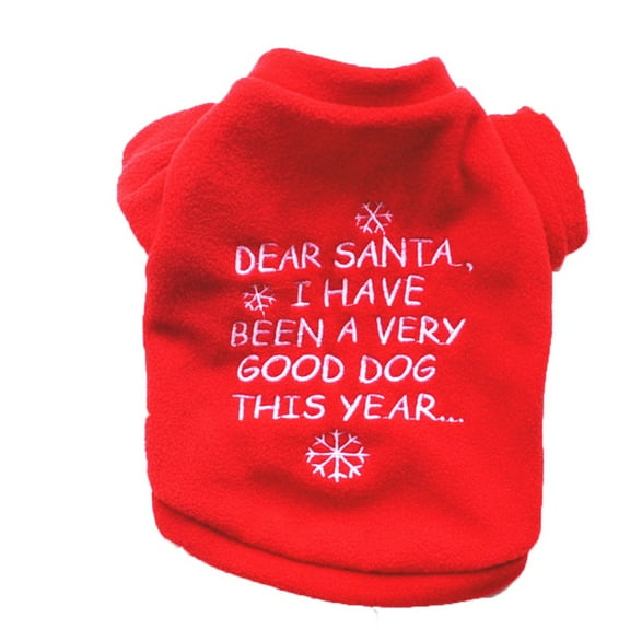 CICRKHB Small Dog Sweater Pet Dog Winter Christmas Print Plush Clothes Pet Dog Long Sleeve Top Pet Supplies Red