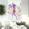 thumbnail image 3 of Fashion House Decor Tapestry, Stylish Woman Figure with Colorful Stains Love Dresses Happiness Theme, Wall Hanging for Bedroom Living Room Dorm Decor, 60W X 80L Inches, Purple Pink, by Ambesonne, 3 of 5