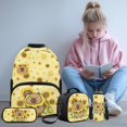 thumbnail image 2 of Bulopur Toddler Girls 17 Inch Backpack Set of 4, Yellow Sunflower Capybara Print School Bookbag with Full Accessories: Lunch Box, Water Bottle Holder, Pencil Case for Preschool Daily Use, 2 of 8