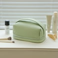 thumbnail image 2 of FNNMNNR Cosmetic Bag Travel Multifunctional Toiletry Bag PU Organizer Simple Design Gift for Girls Ladies Milky White Double-Deck, 2 of 2