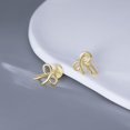 thumbnail image 4 of Solid 925 Sterling Silver Bow Clip On Earrings Ribbon for Women Bowknot Cuff Earrings Non Pierced Wrap Earrings, 4 of 6
