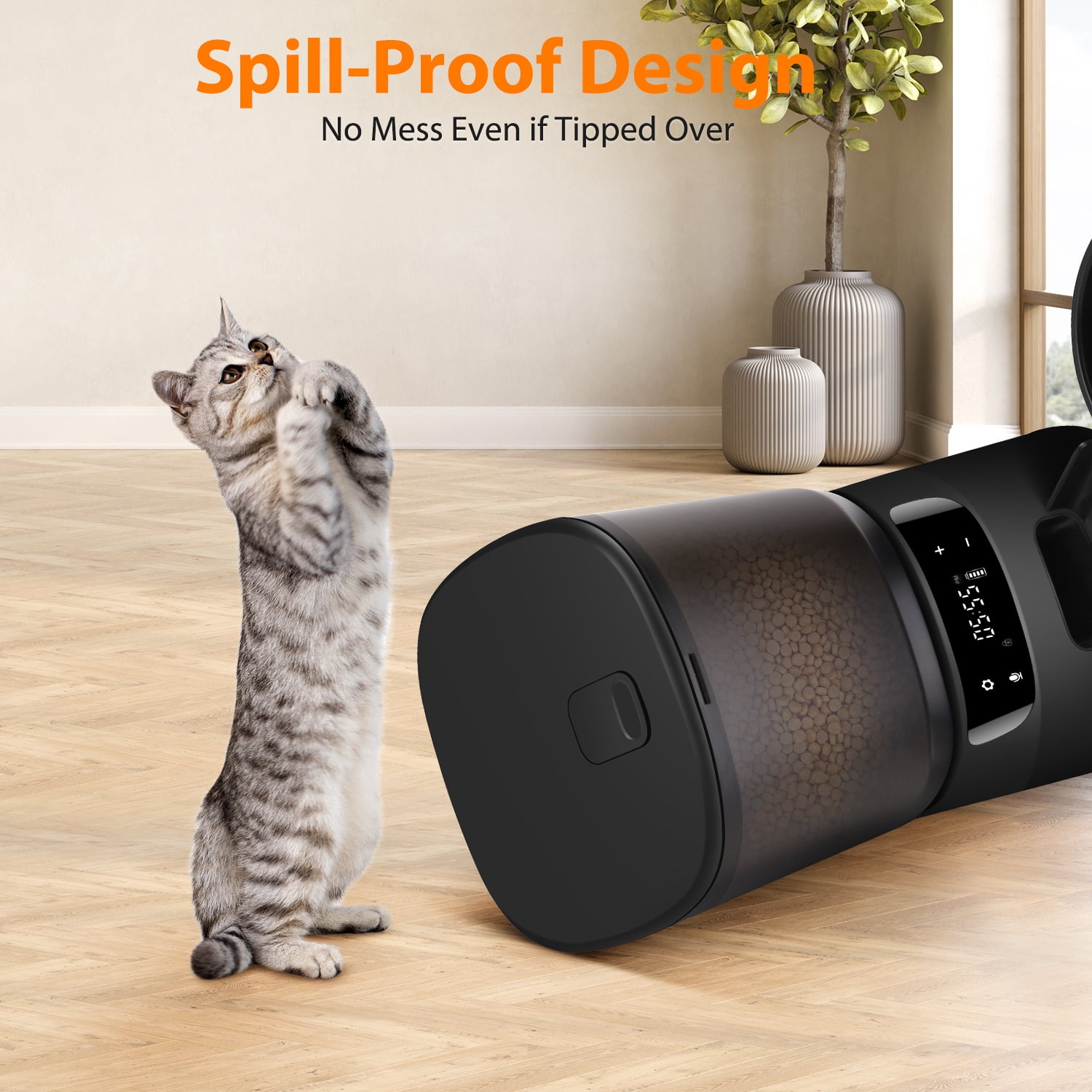 Automatic Cat Feeders for Two Cats, 5L/20 Cups Double Automatic Cat Food Dispenser with 2 Stainless Bowls, Timer Setting 20 Portions 6 Meals Per Day, 10s Meal Call, Pet Feeder for Cat