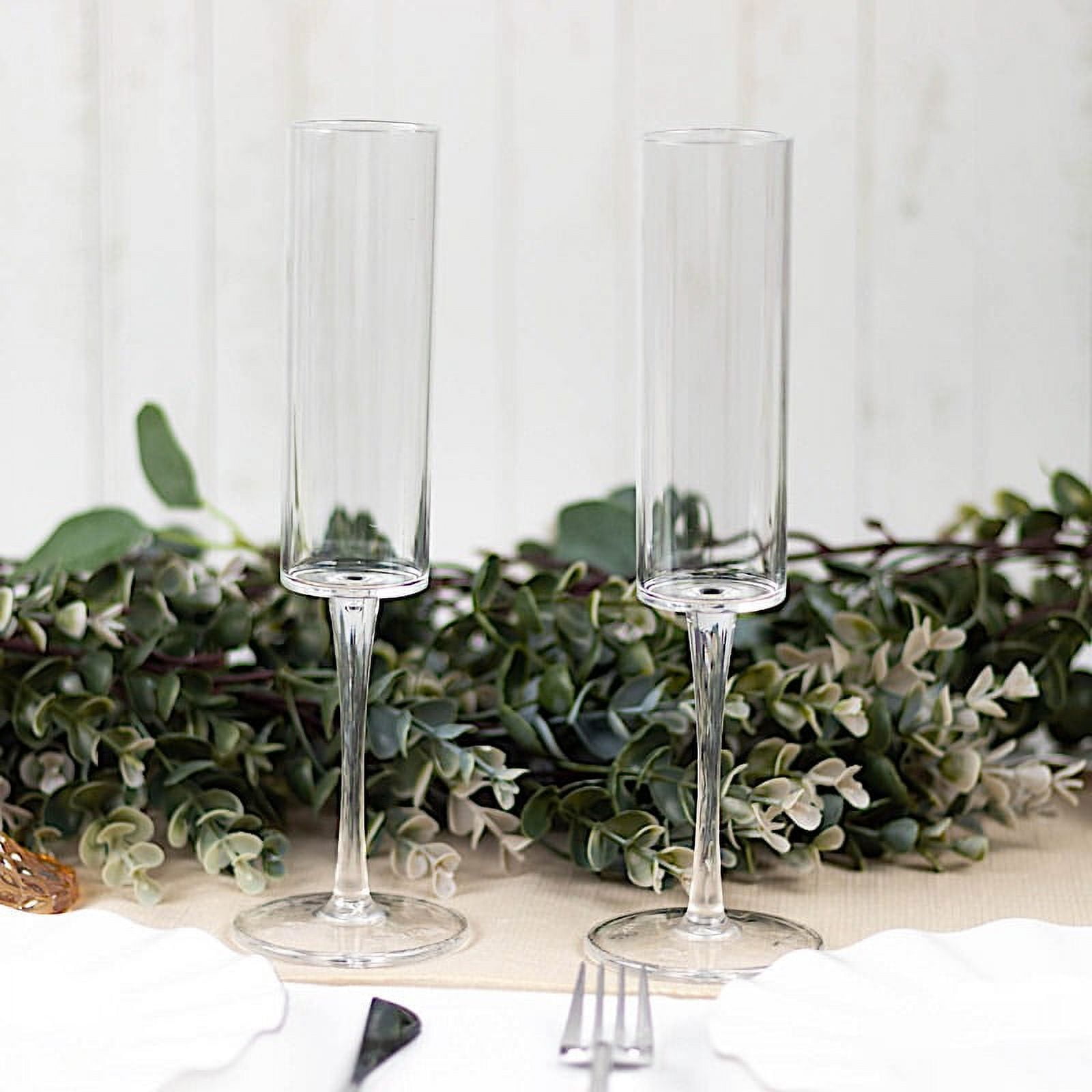 BalsaCircle 6 Clear 6 oz Cylindrical Reusable Plastic Champagne Flutes Party Events Supplies