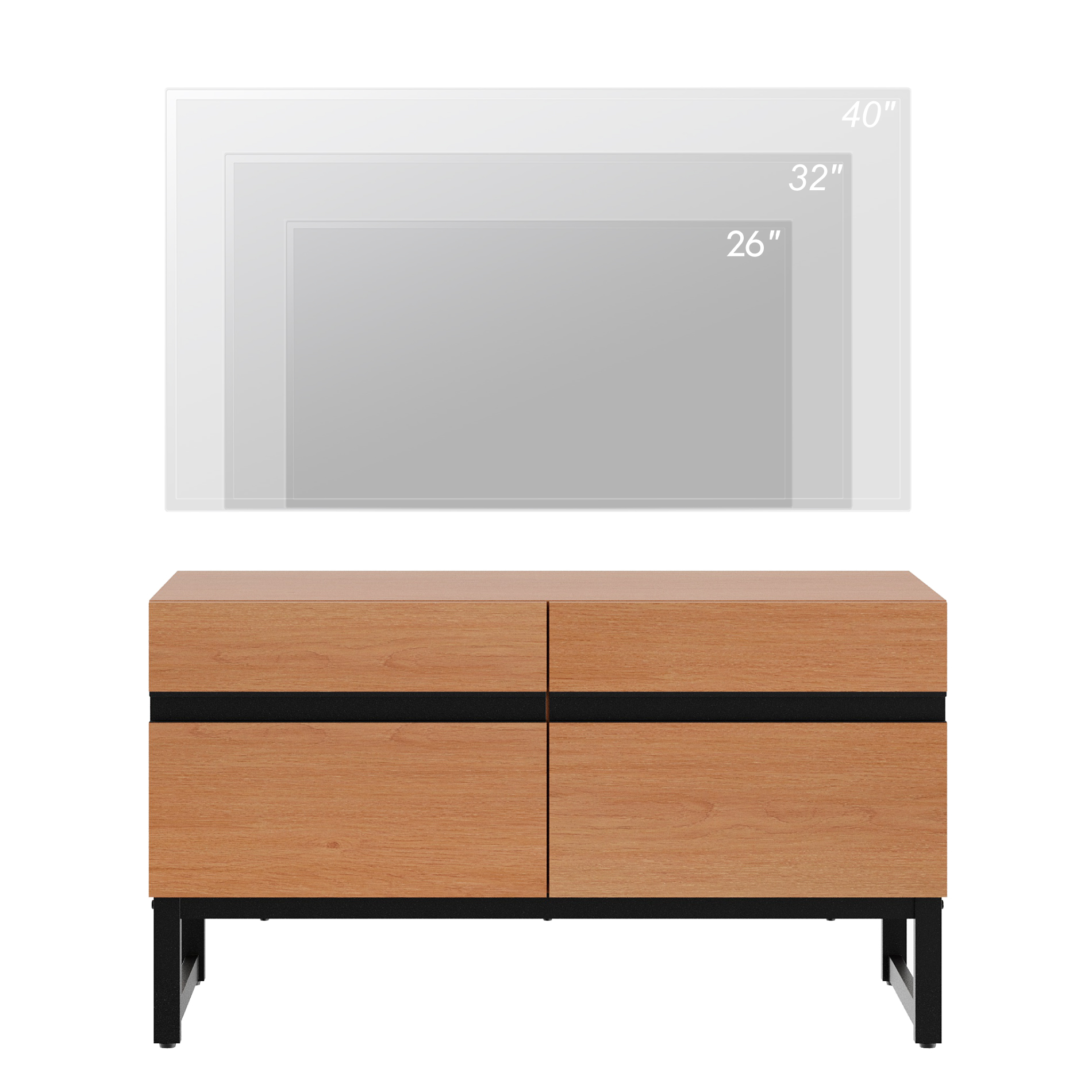 Modern TV Stand for TVs up to 50 inch, Entertainment Center TV Console with Storage Cabinets and Metal Base,Media Console for Living Room
