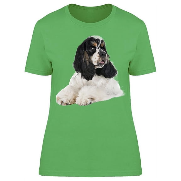 Cute Spaniel Dog On The Floor T-Shirt Women -Image by Shutterstock, Female XX-Large