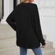 thumbnail image 5 of Túnica de punto acanalado de manga larga para mujer - Blusa con cuello en V abotonado, conjunto informal de otoño a la moda, material de poliéster, tallas S-XXL, 5 of 8