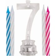 Blinking Number 7 Cake Decoration and Candles, 5-Piece Set, Multicolor
