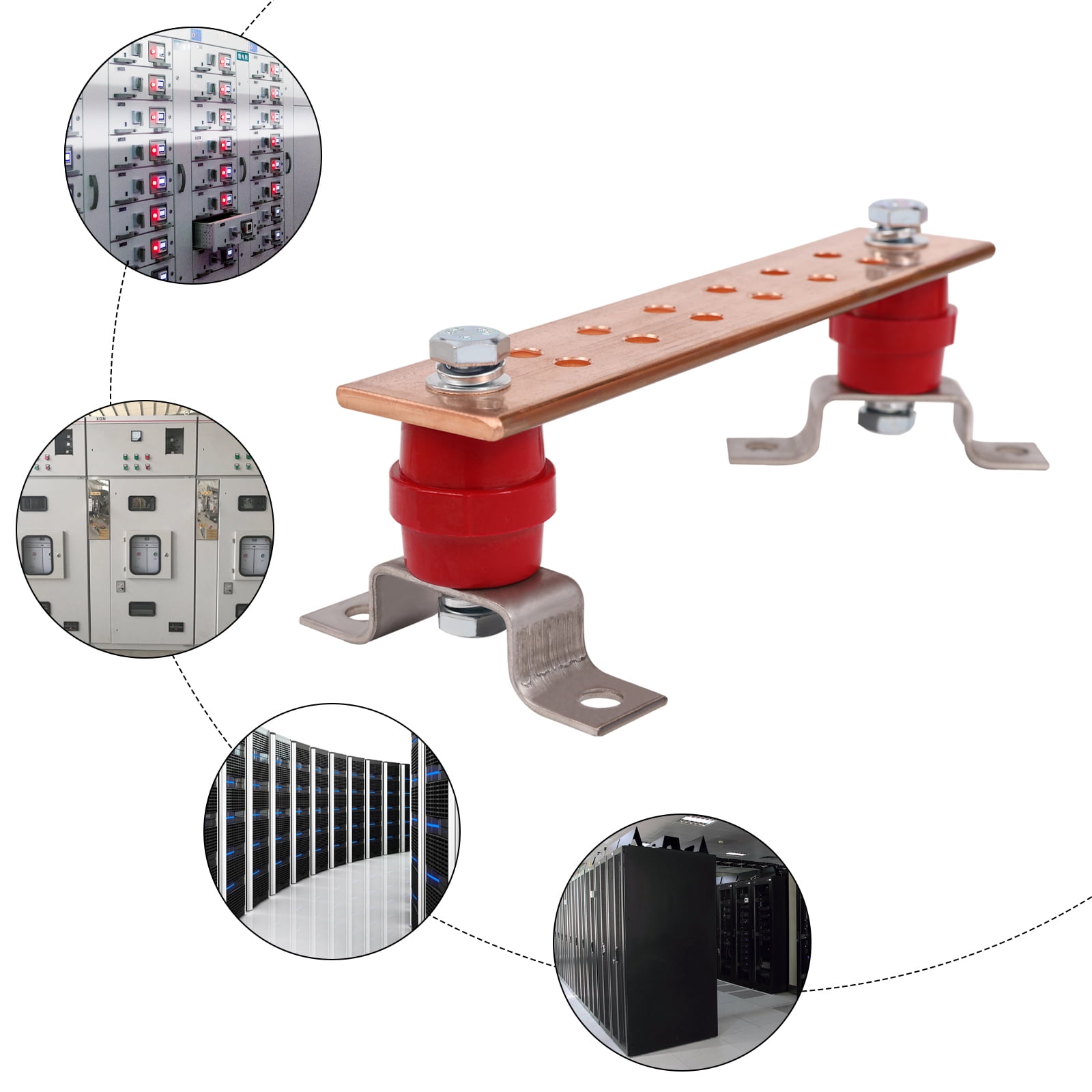 Miumaeov Wall Mounted Copper Ground Bar Kit with 12 Terminal Positions