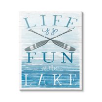 Stupell Industries Fun at Lake Phrase Crossed Ores Water Design Graphic Art Gallery Wrapped Canvas Print Wall Art, Design by Elizabeth Tyndall