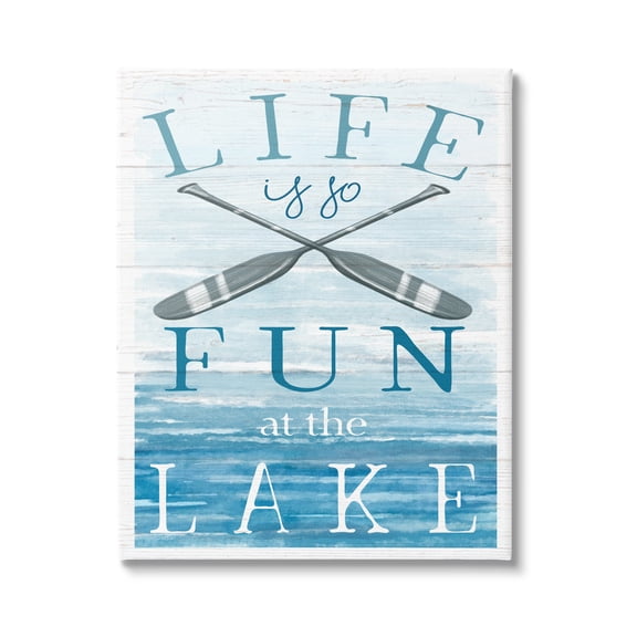 Stupell Industries Fun at Lake Phrase Crossed Ores Water Design Graphic Art Gallery Wrapped Canvas Print Wall Art, Design by Elizabeth Tyndall