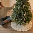 thumbnail image 5 of 36 Inch White Knitted Christmas Tree Skirt, Small Thick Cable Knit Round Xmas Tree Skirt for 4-6FT Tree Rustic Neutral Farmhouse Christmas Tree Decorations Tree Base Cover, 5 of 5