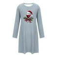 thumbnail image 5 of Womens Christmas Sleep Shirt Dress Long Sleeve Crewneck Nightgown Holiday Xmas Sleepwear Pjs Short Dresses Light Blue, M, 5 of 6
