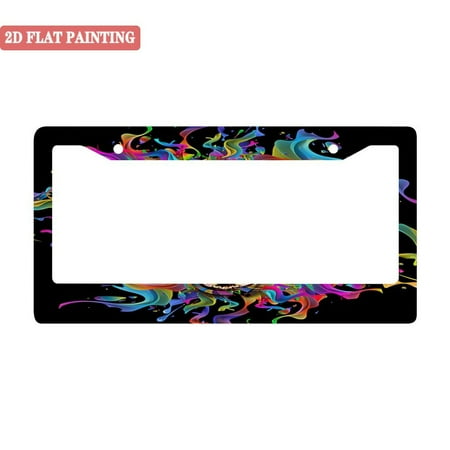1Pack License Plate Frames with Vibrant Color Splash Pattern Design Includes Screws & Caps Full Accessories Included Size 6. 3x12. 2inch(16x31cm)