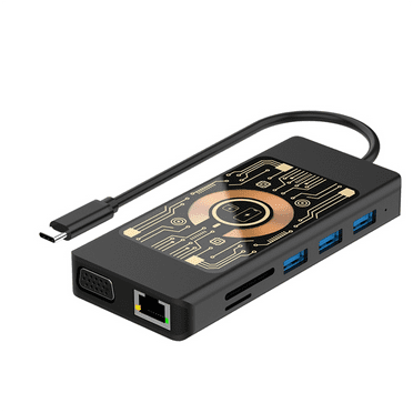 12 in 1 Wireless Charging Hub USB-C Docking Station Dual Monitor with VGA,USB3.0/2.0,SD/TF,RJ45 100M,Audio3.5