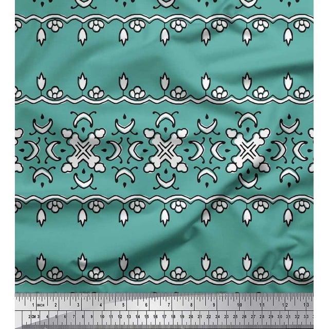 Soimoi Georgette Viscose Fabric Floral Block Print Fabric by Yard 42 Inch Wide