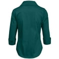 thumbnail image 3 of J. METHOD Women's Button Down Shirt 3/4 Sleeve Roll Up Stretch Collar Office Work Formal Casual Basic Blouse Top NEWT01 Dark Teal 5X, 3 of 6