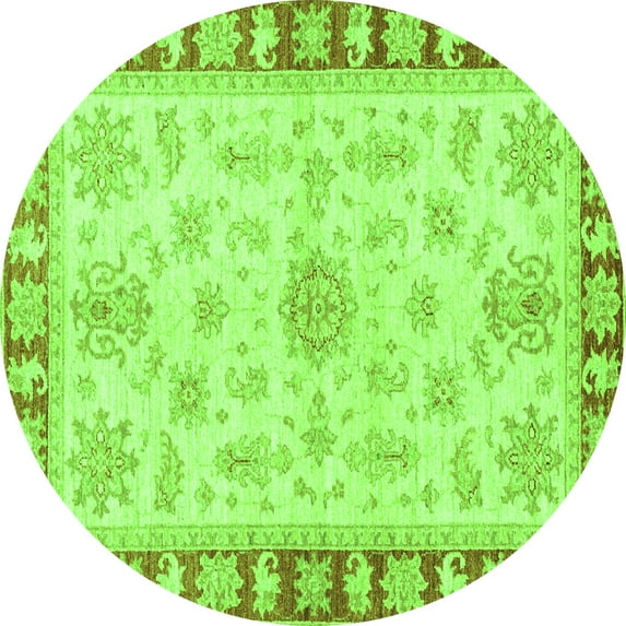 Ahgly Company Indoor Round Oriental Green Traditional Area Rugs, 8' Round