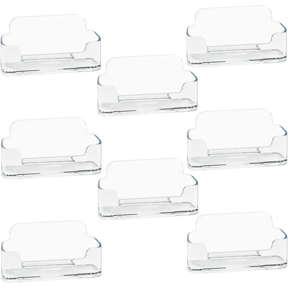 8 Pack Acrylic Business Card Holder for Desk, Clear Plastic Business Cards Display Holders Stand, Fits 30-50 Business Cards
