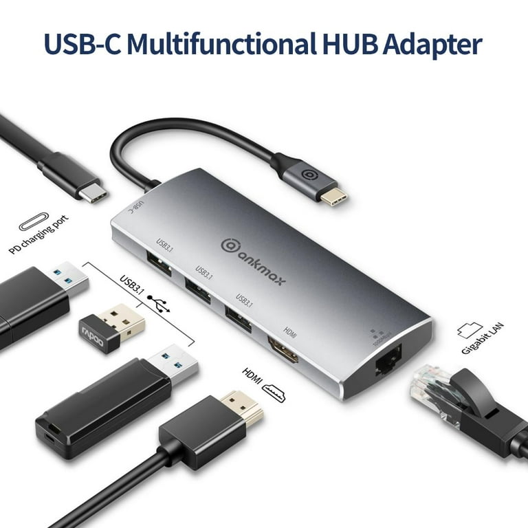 USB C Hub Ethernet Adapter Ankmax P631HG USB Type C multiport Hub