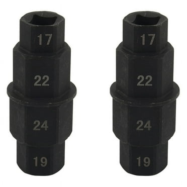 2X Motorcycles Hex Axle Tool - 17mm, 19mm, 22mm, 24mm - Hexagon Front Wheel Hub Axle Spindle Socket Adapter Tool 3/8Inch