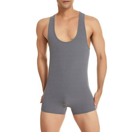 TMOYZQ Men s Sleeveless Vest Tank Top Sports Gym Athletic Supporters One Piece Stretchy Gymnastics Bodysuit Base Layers Wrestling Singlet Uniform Mini Boxer Briefs Underwear Leotard Jumpsuit