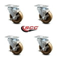 thumbnail image 2 of 4 Inch High Temp Phenolic Wheel Swivel Top Plate Caster Set with Brake SCC, 2 of 2