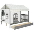 thumbnail image 3 of Full Size House Bed with 2 Large Drawers, Side Bookshelf with LED Strip, 3 of 5