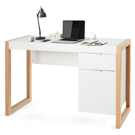 Giantex Sturdy Writing Desk Home Office Desk Modern Simple Style Computer Desk Workstation
