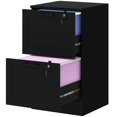thumbnail image 1 of Black 2-Drawer Filing Cabinet with Lock | Compact Office Storage for A4 & Letter Files | Printer Stand | 15.7" x 15.7" x 28", 1 of 7