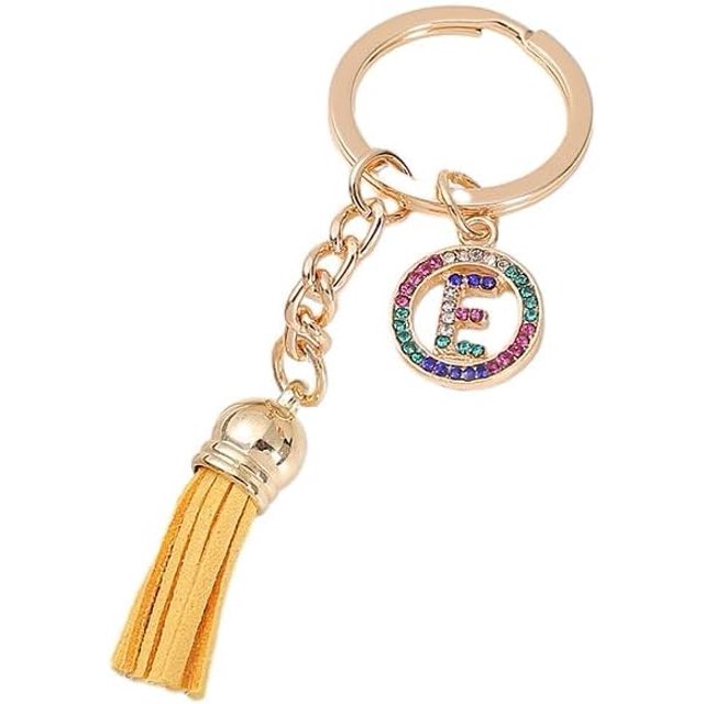 26 Letters A-Z Decorative Alphabet Initial Charm Keychain for Women Girls Men Teenager Gift