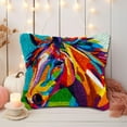 thumbnail image 5 of Colored Brown Horse DIY Latch Hook Pillow Kits for Adults Printed Pillowcase Crochet Yarns Hooking Handmade Pillow Cover Cushion for Home Sofa Decoration 17x17inch, 5 of 7