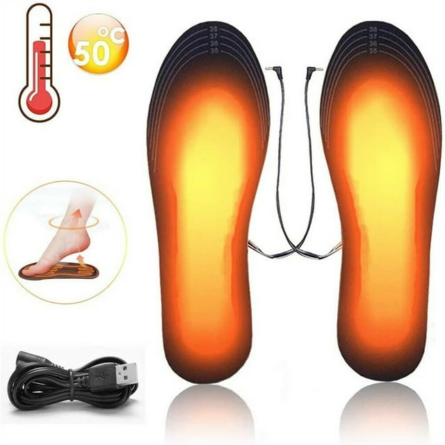EGNMCR Winter Sports Equipment USB Plug-in Electric Heat Insole Foot Warmers Pluggable Rechargeable Treasure Computer Power Socket Washable And Cuttable a Insole